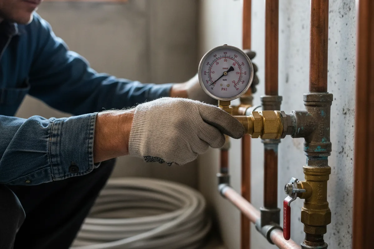 Pressure testing a repaired line during Water Line Repair in Browns Mills